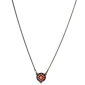 Vintage Floral Brass Pendant Necklace Retro 60s 70s Boho Fashion Jewelry Women